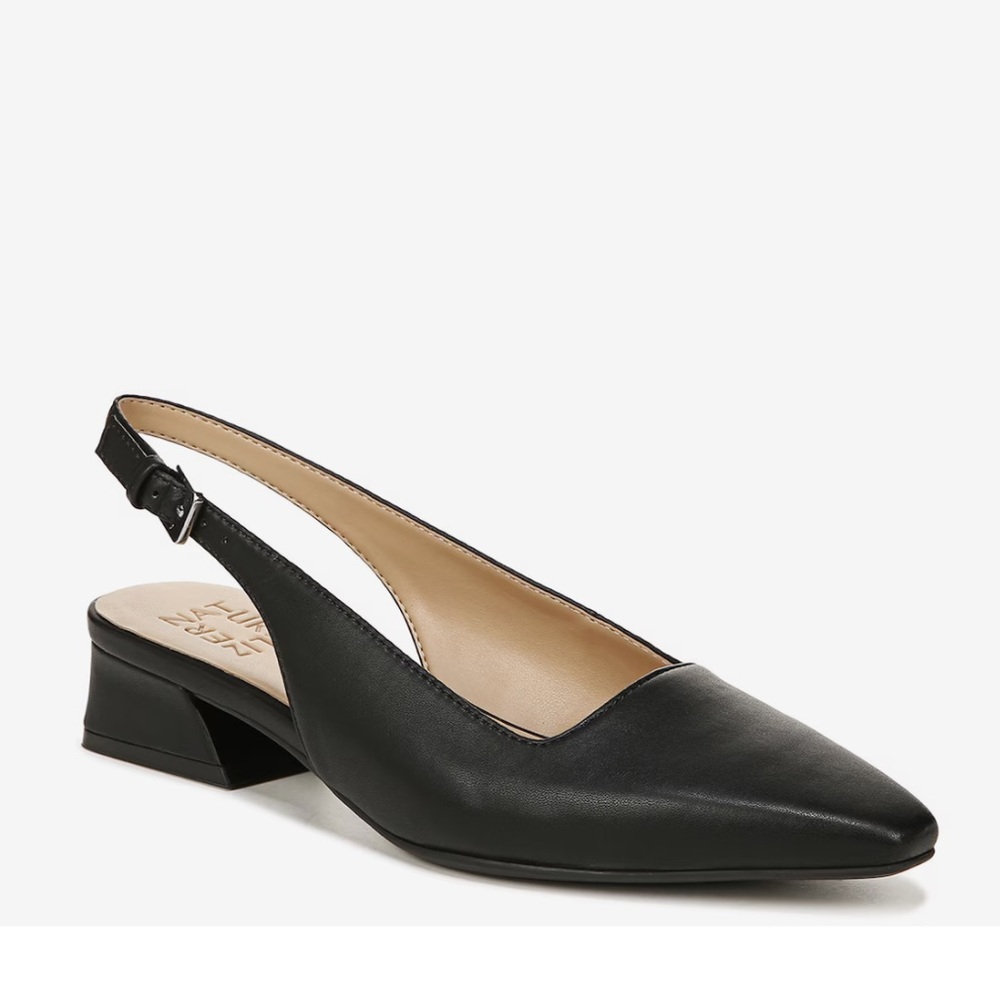 Naturalizer Black Leather Slingback Flats